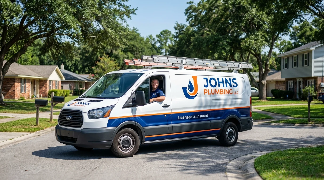 Johns Plumbing LLC service van in Hiawatha, KS