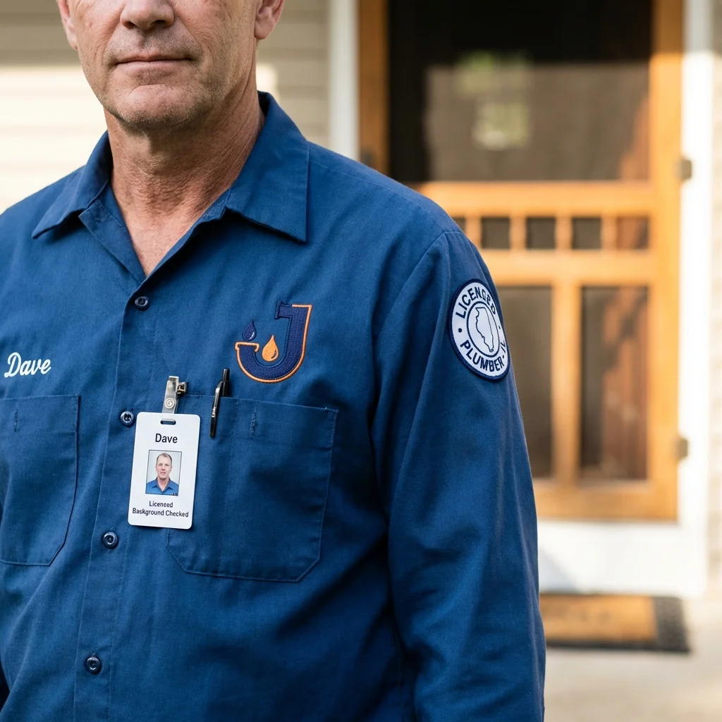 Licensed plumber showing ID badge in Hiawatha, KS