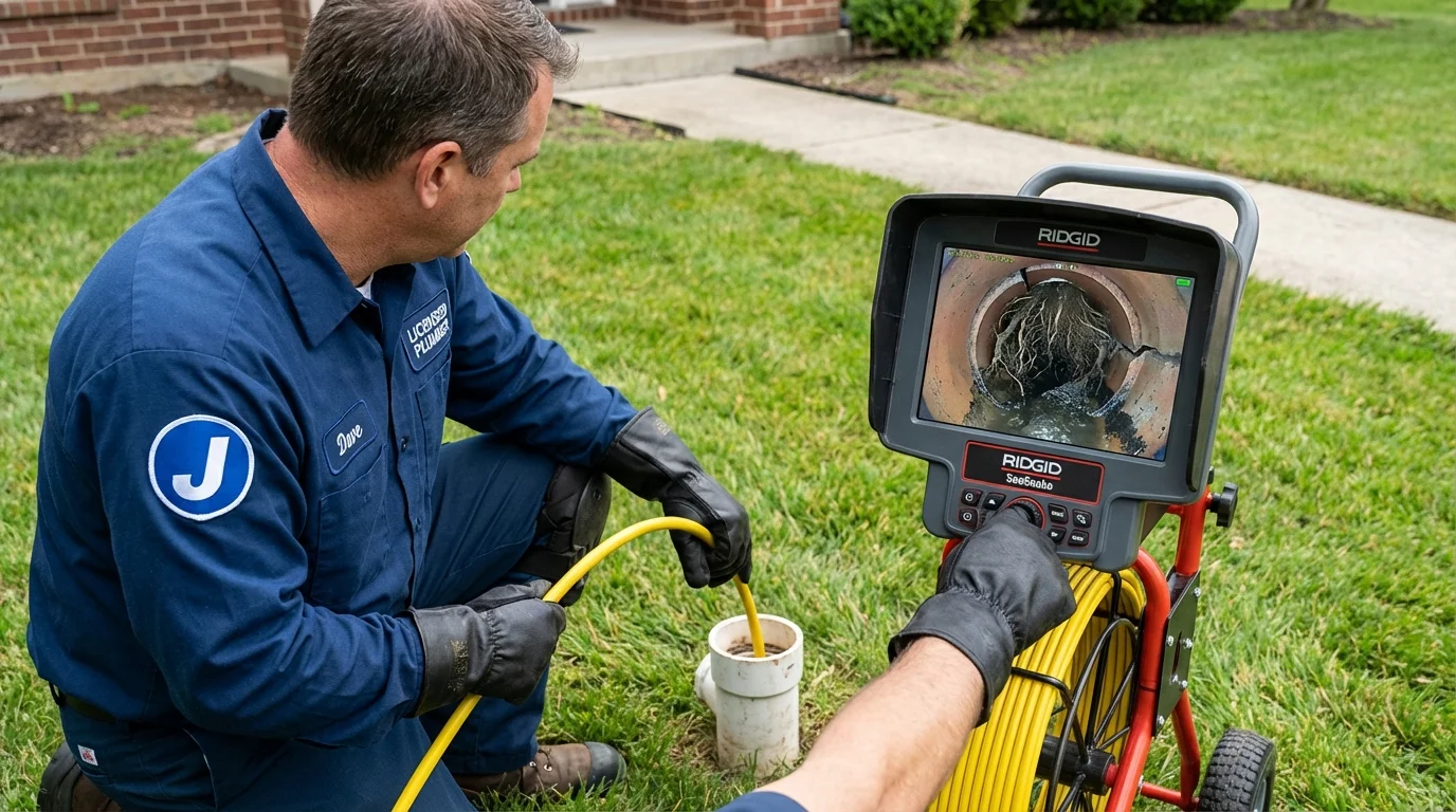 Sewer camera inspection being performed by Johns Plumbing LLC in Hiawatha